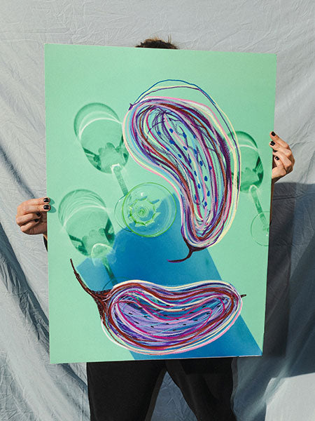 Flying Eggplant 50x70cm