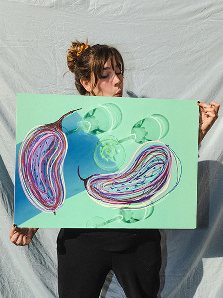 Flying Eggplant 50x70cm